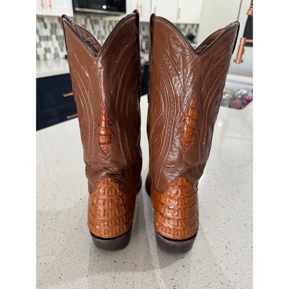 Montana Exotic Caiman Fuscus Skin Leather Men’s Western Boots Size 6 E main image 4